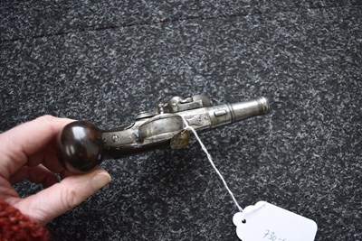 Lot 381 - A 42-BORE FLINTLOCK QUEEN SANNE POCKET PISTOL BY THOMAS GREGORY