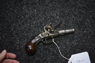 Lot 381 - A 42-BORE FLINTLOCK QUEEN SANNE POCKET PISTOL BY THOMAS GREGORY