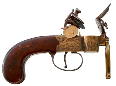 Lot AN EARLY 19TH CENTURY FLINTLOCK TINDER LIGHTER BY STEVENS