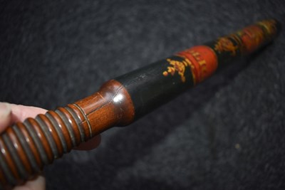 Lot 729 - A WILLIAM IV PAINTED WOOD POLICE TRUNCHEON BY PARKER OF HOLBORN
