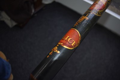 Lot 729 - A WILLIAM IV PAINTED WOOD POLICE TRUNCHEON BY PARKER OF HOLBORN