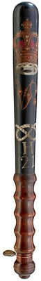 Lot OF STAFFORDSHIRE INTEREST: A VICTORIAN PAINTED WOOD TRUNCHEON