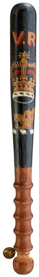 Lot OF YORKSHIRE INTEREST: TWO VICTORIAN PAINTED WOOD TRUNCHEONS