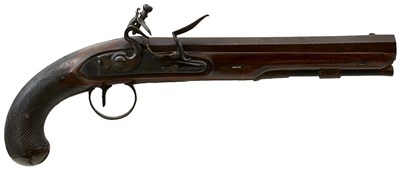 Lot 235 - AN 11-BORE FLINTLOCK DUELLING OR OFFICER'S PISTOL BY MORTIMER