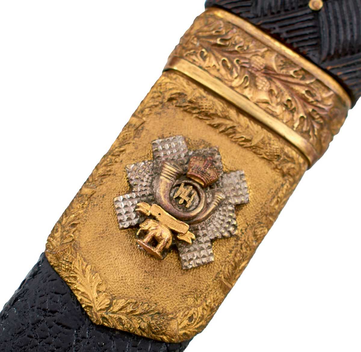 Lot 693 - A VICTORIAN SCOTTISH OFFICER'S DIRK TO THE HIGHLAND LIGHT INFANTRY