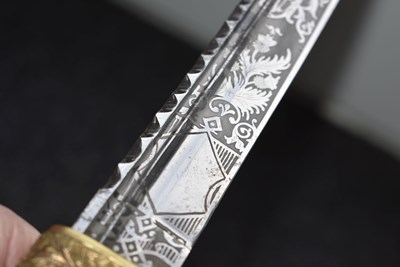 Lot 693 - A VICTORIAN SCOTTISH OFFICER'S DIRK TO THE HIGHLAND LIGHT INFANTRY