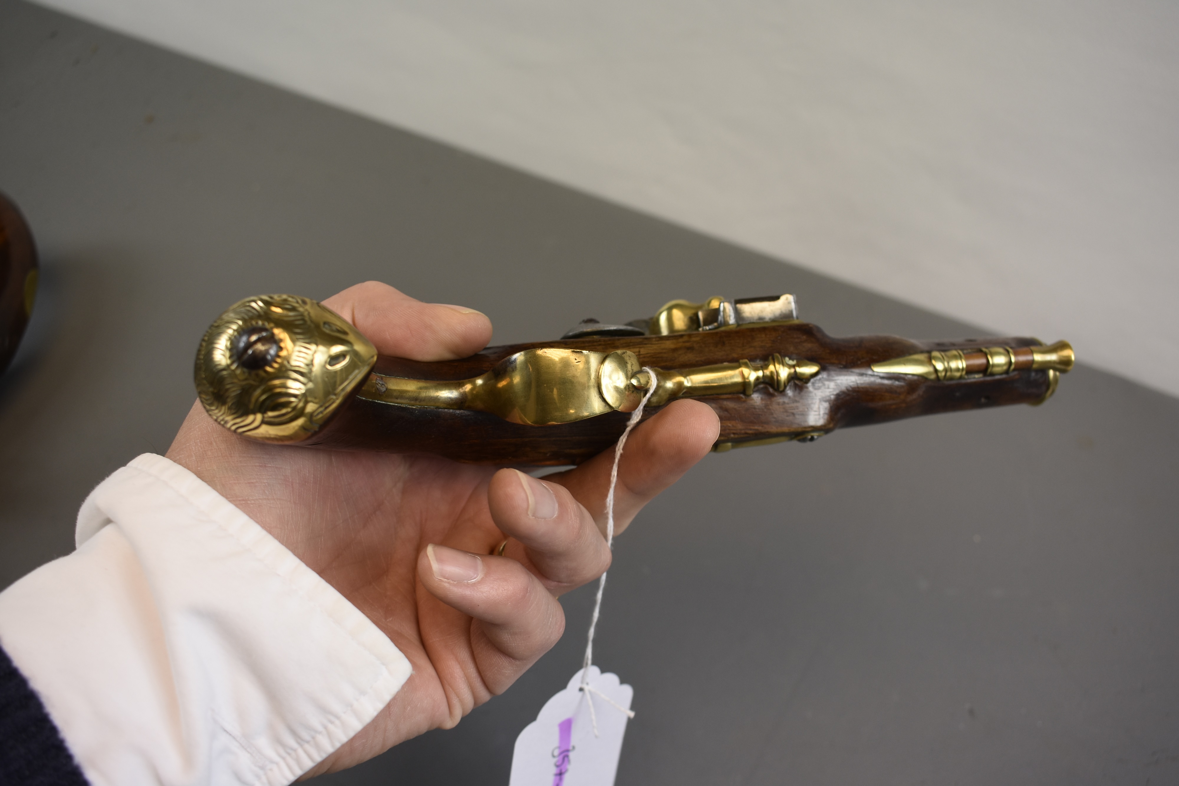 Lot 247 - A 25-BORE FLINTLOCK BRASS BARRELLED