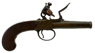 Lot 604 - AN 80-BORE FLINTLOCK BOXLOCK POCKET PISTOL