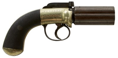 Lot 324 - A 120-BORE SIX-SHOT PERCUSSION PEPPERBOX REVOLVER