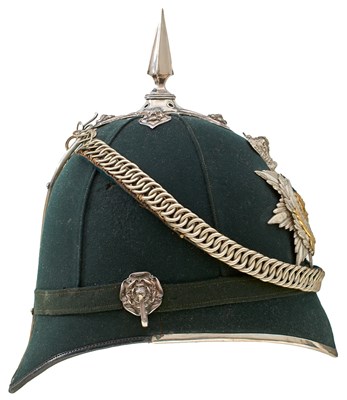 Lot AN OFFICER'S GREEN CLOTH HELMET OF THE 3RD VOLUNTEER BATTALION THE SOUTH WALES BORDERERS