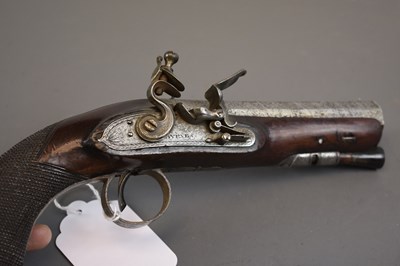 Lot 255 - A 15-BORE IRISH FLINTLOCK TRAVELLING PISTOL BY BYRNE OF DUBLIN