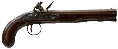 Lot 237 - A 16-BORE IRISH FLINTLOCK DUELLING OR HOLSTER PISTOL BY WISDOM OF DROGHEDA