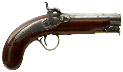 Lot 268 - A 16-BORE IRISH PERCUSSION TRAVELLING PISTOL BY TRULOCK & SON OF DUBLIN