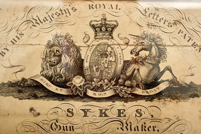 Lot A LARGE SIZED GUNMAKER'S TRADE LABEL FOR SYKES