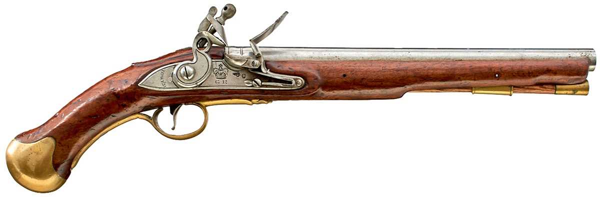 Lot 338 - A TRAFALGAR PERIOD .570 CALIBRE FLINTLOCK LONG SEA SERVICE PISTOL