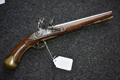Lot 338 - A TRAFALGAR PERIOD .570 CALIBRE FLINTLOCK LONG SEA SERVICE PISTOL