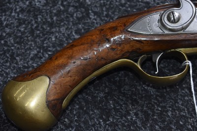 Lot 338 - A TRAFALGAR PERIOD .570 CALIBRE FLINTLOCK LONG SEA SERVICE PISTOL