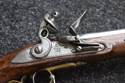 Lot 338 - A TRAFALGAR PERIOD .570 CALIBRE FLINTLOCK LONG SEA SERVICE PISTOL