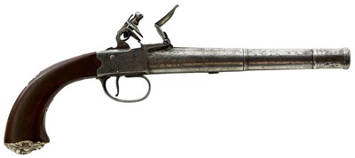 Lot 253 - A 22-BORE FLINTLOCK QUEEN ANNE PISTOL BY BARBER OF LONDON