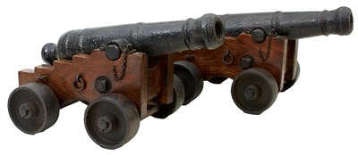 Lot 875 - A PAIR OF 7-BORE CAST IRON SIGNALLING CANNON