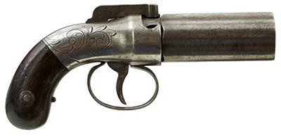 Lot 328 - A SMALL CALIBRE FIVE-SHOT PERCUSSION ALLEN & WHEELOCK PEPPERBOX REVOLVER