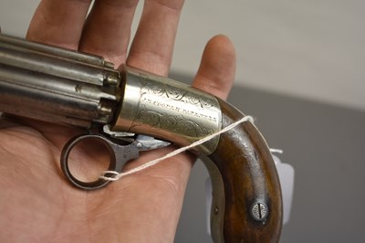 Lot 346 - A SMALL BORE SIX-SHOT PERCUSSION PEPPERBOX REVOLVER BY COOPER