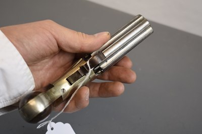 Lot 346 - A SMALL BORE SIX-SHOT PERCUSSION PEPPERBOX REVOLVER BY COOPER