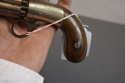 Lot 346 - A SMALL BORE SIX-SHOT PERCUSSION PEPPERBOX REVOLVER BY COOPER
