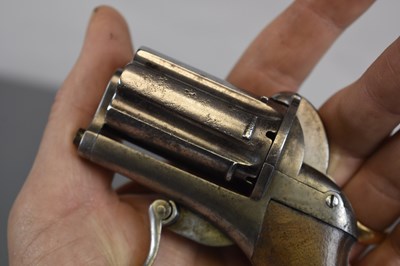 Lot 347 - A 7MM CALIBRE SIX-SHOT RIFLED PINFIRE PEPPERBOX REVOLVER BY CHAMELOT DELVIGNE