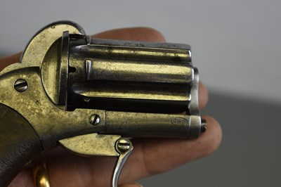 Lot 347 - A 7MM CALIBRE SIX-SHOT RIFLED PINFIRE PEPPERBOX REVOLVER BY CHAMELOT DELVIGNE