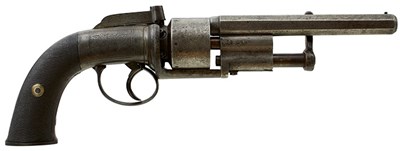 Lot 638 - A 56-BORE SIX-SHOT RIFLED PERCUSSION TRANSITIONAL REVOLVER