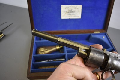 Lot 354 - A CASED 80-BORE SIX-SHOT PERCUSSION TRANSITIONAL REVOLVER