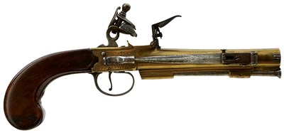 Lot 355 - A PAIR OF 25-BORE FLINTLOCK BAYONET COACHING PISTOLS BY BLAKE