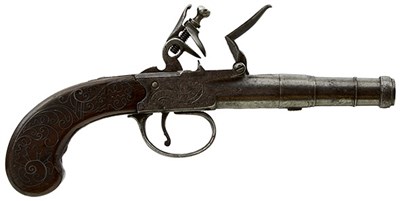 Lot 362 - A 54-BORE FLINTLOCK BOXLOCK POCKET PISTOL BY BARBER