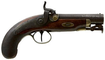 Lot 366 - A 58-BORE PERCUSSION TRAVELLING PISTOL BY COOPER