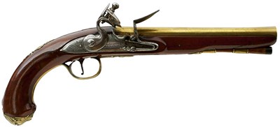 Lot 367 - AN 18-BORE FLINTLOCK HOLSTER PISTOL BY BARBER