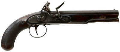 Lot 369 - A .650 CALIBRE FLINTLOCK HOLSTER PISTOL BY HOLLIS