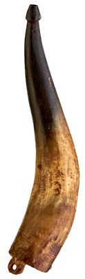 Lot AN EARLY 19TH CENTURY BRITISH POWDER HORN