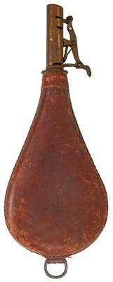 Lot 533 - THREE VARIOUS LEATHER SHOT FLASKS