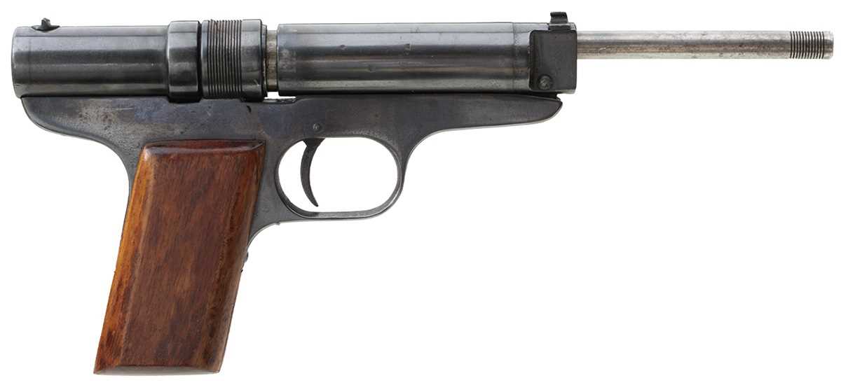 Lot 411 - A .177 CALIBRE ANTIQUE HUBERTUS AIR PISTOL