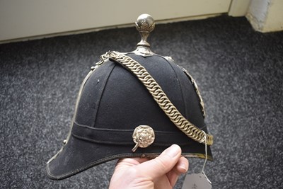 Lot 713 - A VOLUNTEER ARTILLERY OFFICER'S BLUE CLOTH HELMET
