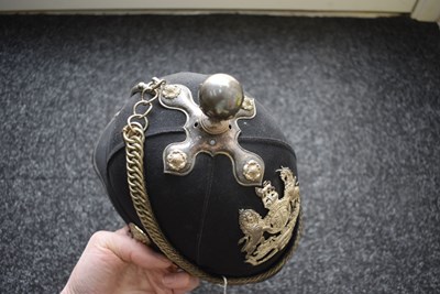 Lot 713 - A VOLUNTEER ARTILLERY OFFICER'S BLUE CLOTH HELMET