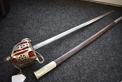 Lot 696 - A FIRST WAR PERIOD SCOTTISH BASKET HILTED SWORD TO THE SEAFORTH HIGHLANDERS