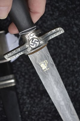 Lot 52 - A VERY RARE THIRD REICH POSTSCHUTZ PRESENTATION DAMASCUS BLADED DAGGER