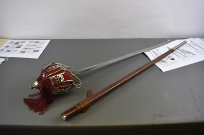Lot 562 - A GVR SCOTTISH OFFICER'S BASKET HILTED BROAD SWORD