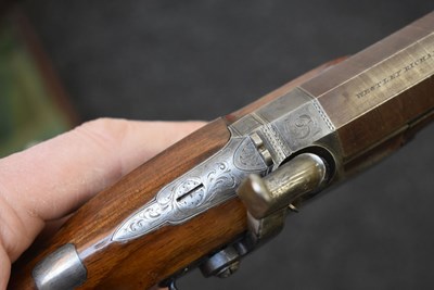 Lot 333 - A CASED PAIR OF .650 CALIBRE PERCUSSION OFFICER'S OR TRAVELLING PISTOLS BY WESTLEY RICHARDS