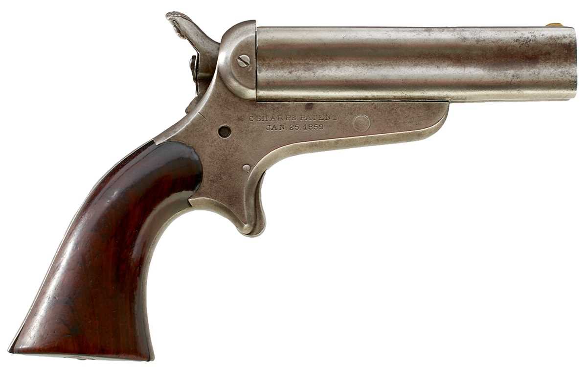 Lot 261 - A .30 RIMFIRE SHARPS FOUR-SHOT DERINGER PISTOL