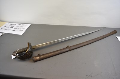 Lot 568 - A VICTORIAN 1821 PATTERN HEAVY CAVALRY OFFICER'S SCROLL HILT SWORD OF THE VII DRAGOON GUARDS