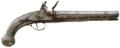 Lot A PAIR OF 14-BORE TURKISH OR OTTOMAN FLINTLOCK HOLSTER PISTOLS