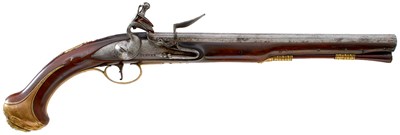 Lot A PAIR OF 22-BORE FLINTLOCK HOLSTER PISTOLS BY TURVEY